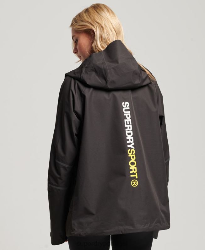 jaqueta impermeável mulheres preto roupas Superdry 2208H3625