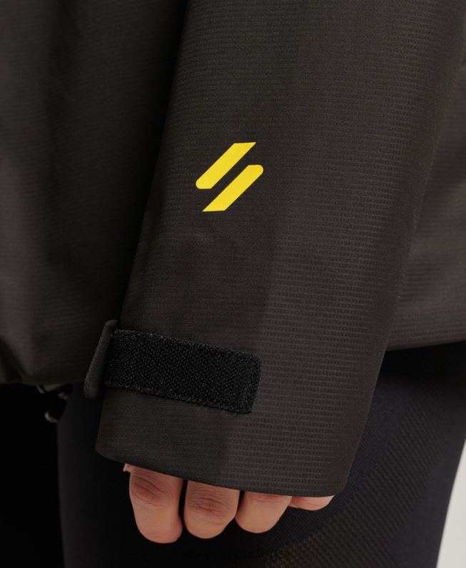 jaqueta impermeável mulheres preto roupas Superdry 2208H3625