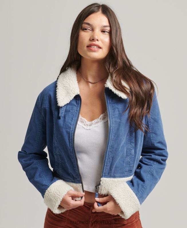 jaqueta indie forrada borg mulheres azul roupas Superdry 2208H5557
