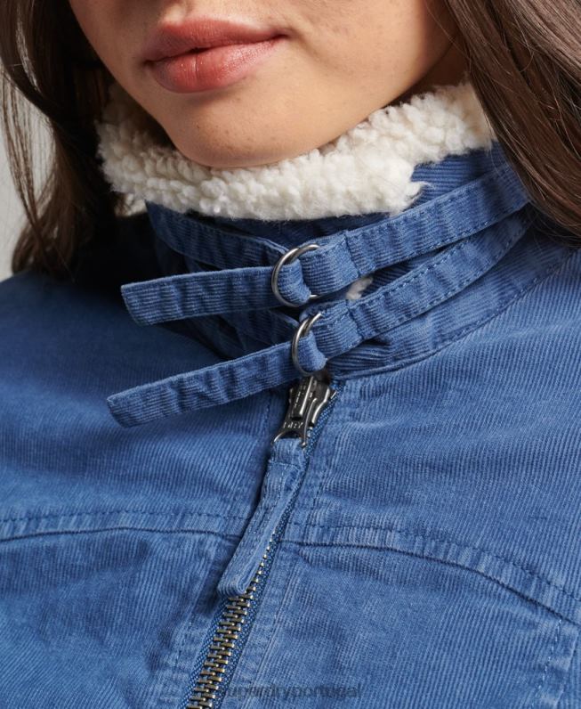 jaqueta indie forrada borg mulheres azul roupas Superdry 2208H5557