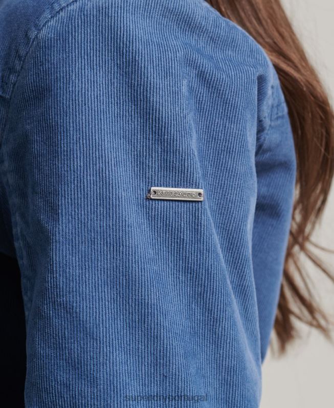 jaqueta indie forrada borg mulheres azul roupas Superdry 2208H5557