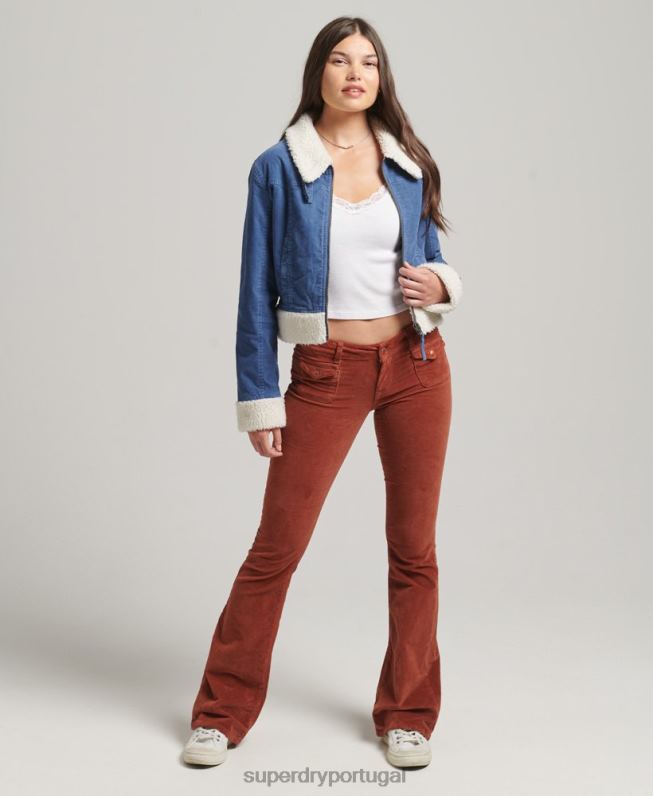 jaqueta indie forrada borg mulheres azul roupas Superdry 2208H5557