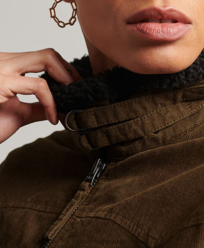 jaqueta indie forrada borg mulheres marrom roupas Superdry 2208H5438