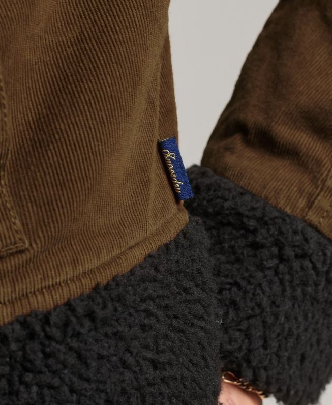 jaqueta indie forrada borg mulheres marrom roupas Superdry 2208H5438