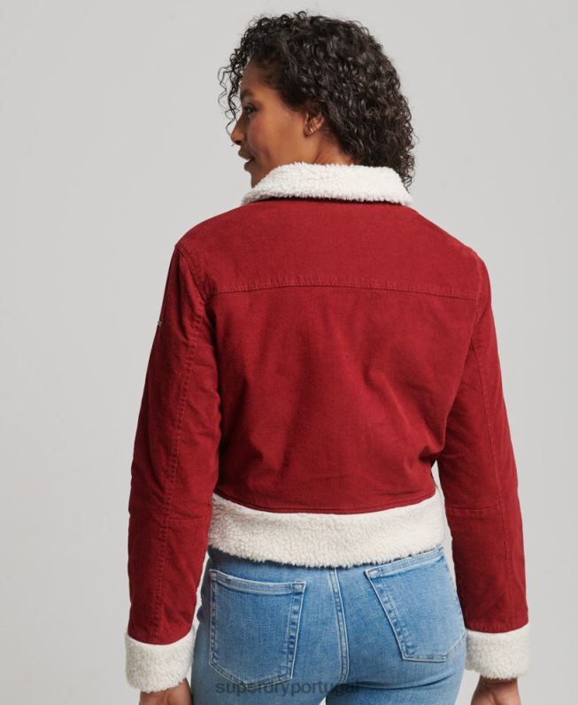 jaqueta indie forrada borg mulheres vermelho roupas Superdry 2208H5572