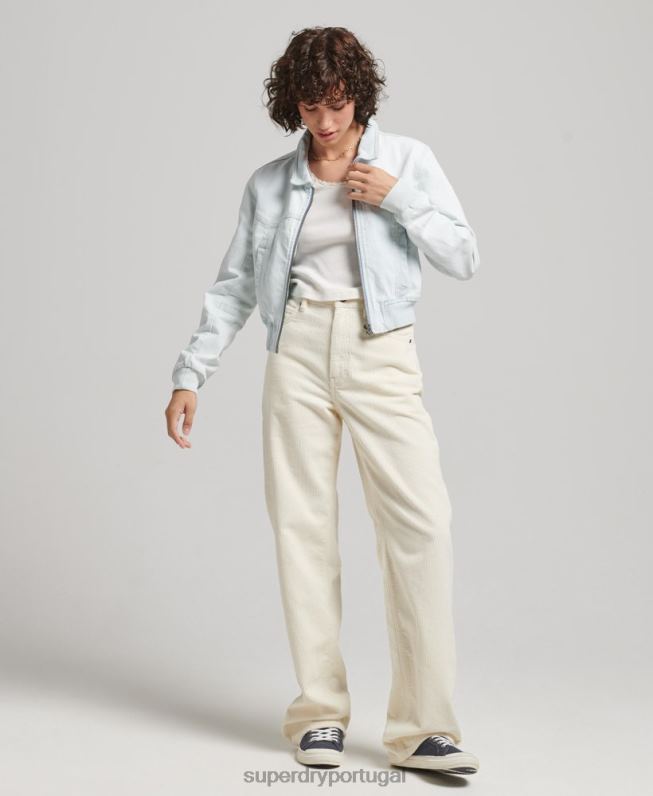 jaqueta jeans clube indie mulheres azul claro roupas Superdry 2208H3552