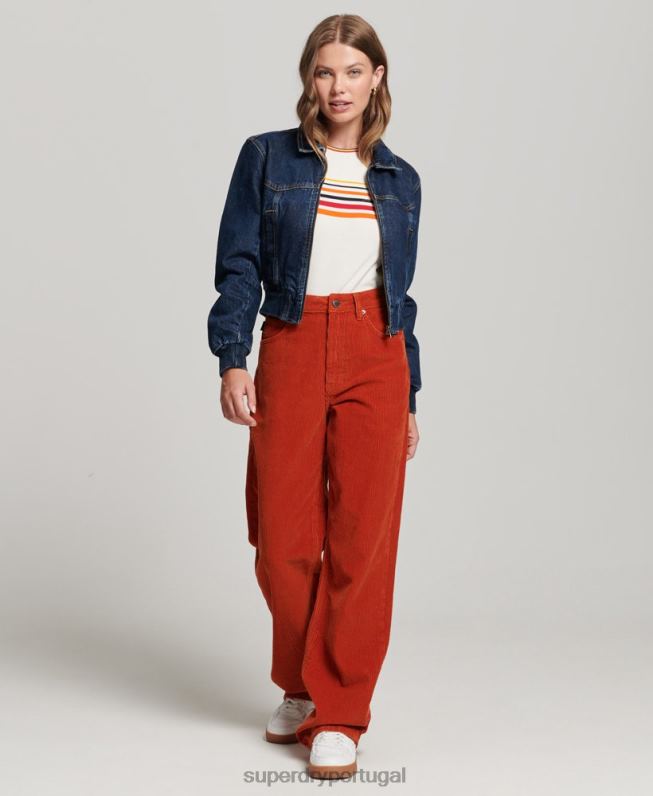 jaqueta jeans clube indie mulheres azul escuro roupas Superdry 2208H3589