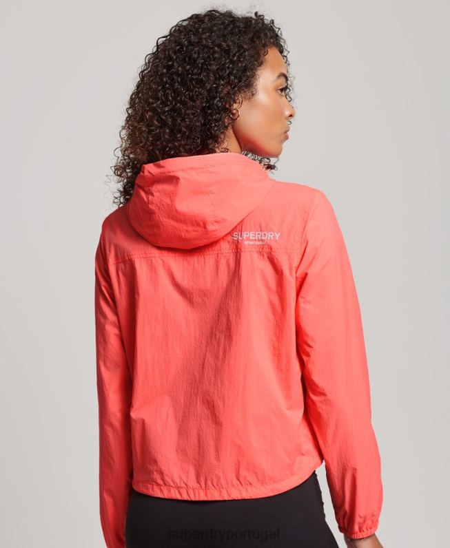 jaqueta leve code standard logo mulheres coral roupas Superdry 2208H3611