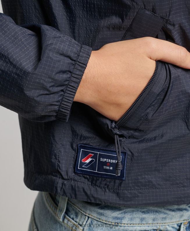 jaqueta leve code standard logo mulheres marinha roupas Superdry 2208H3540