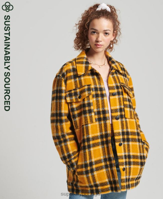 jaqueta overshirt mulheres amarelo roupas Superdry 2208H5483
