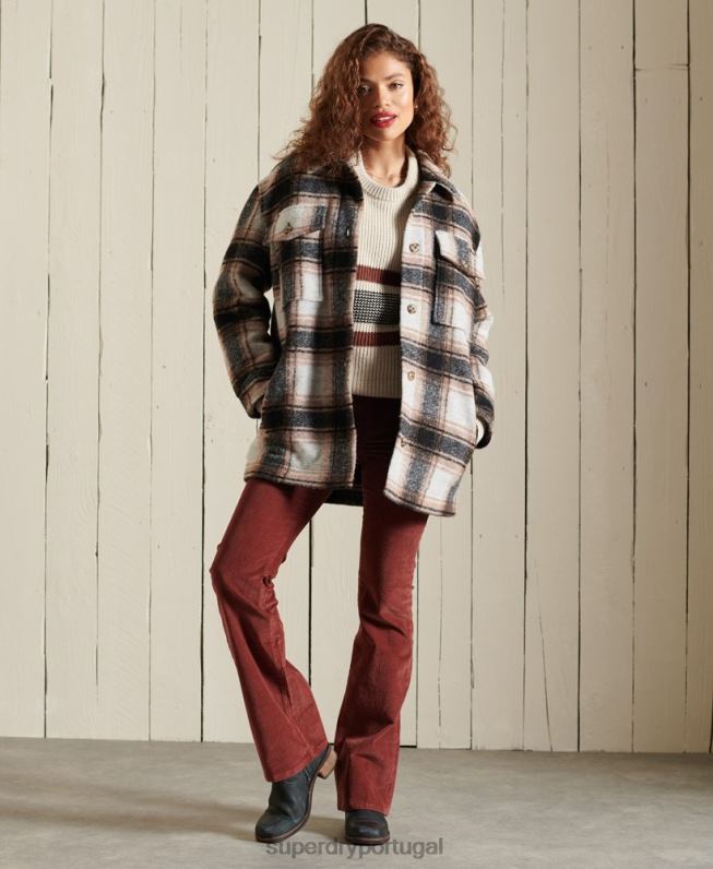 jaqueta overshirt mulheres cinza roupas Superdry 2208H5485