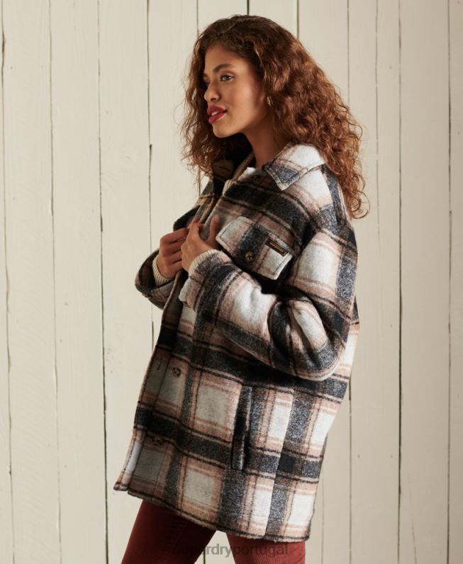 jaqueta overshirt mulheres cinza roupas Superdry 2208H5485