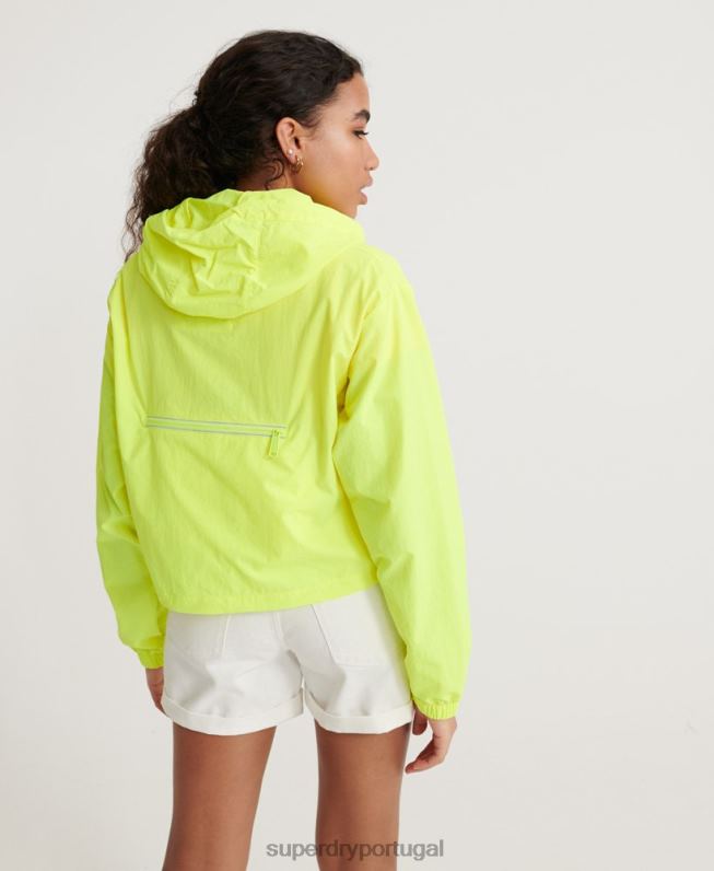 jaqueta packaway cropped neon mulheres amarelo roupas Superdry 2208H3850