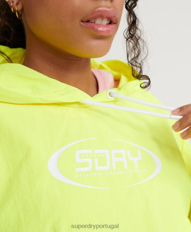 jaqueta packaway cropped neon mulheres amarelo roupas Superdry 2208H3850