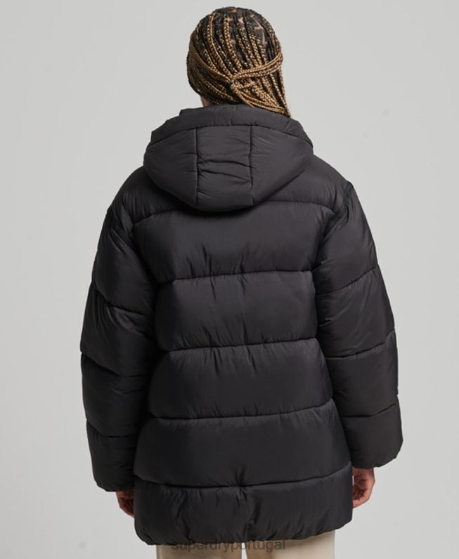 jaqueta parka acolchoada casulo xpd mulheres preto roupas Superdry 2208H5435