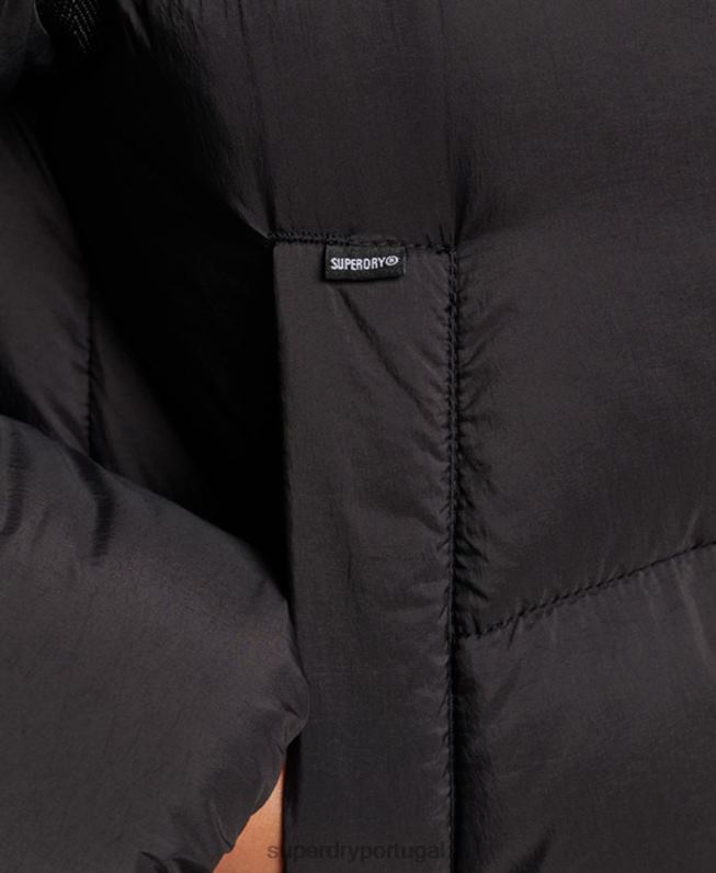 jaqueta parka acolchoada casulo xpd mulheres preto roupas Superdry 2208H5435