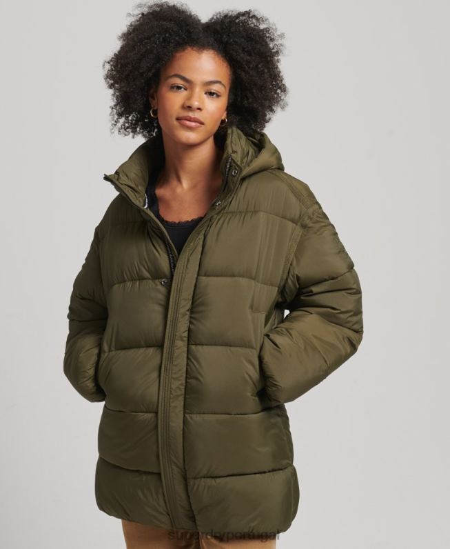 jaqueta parka acolchoada casulo xpd mulheres verde roupas Superdry 2208H5455