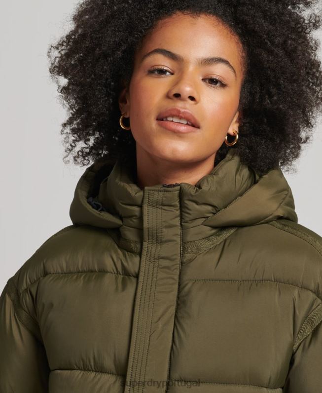 jaqueta parka acolchoada casulo xpd mulheres verde roupas Superdry 2208H5455