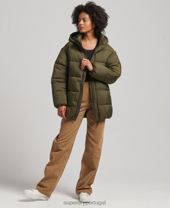 jaqueta parka acolchoada casulo xpd mulheres verde roupas Superdry 2208H5455