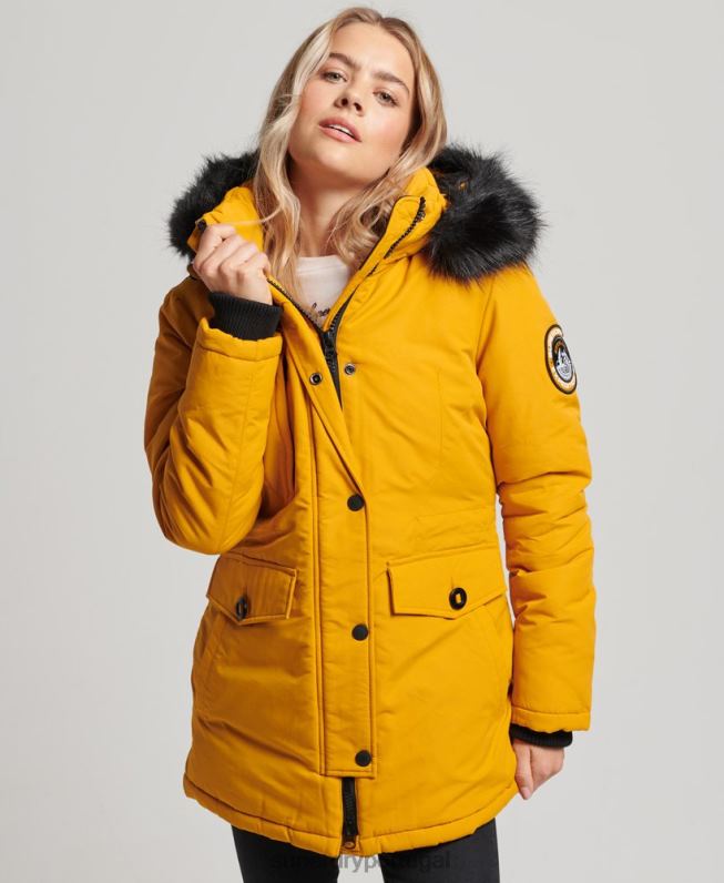 jaqueta parka ashley everest mulheres amarelo roupas Superdry 2208H5740