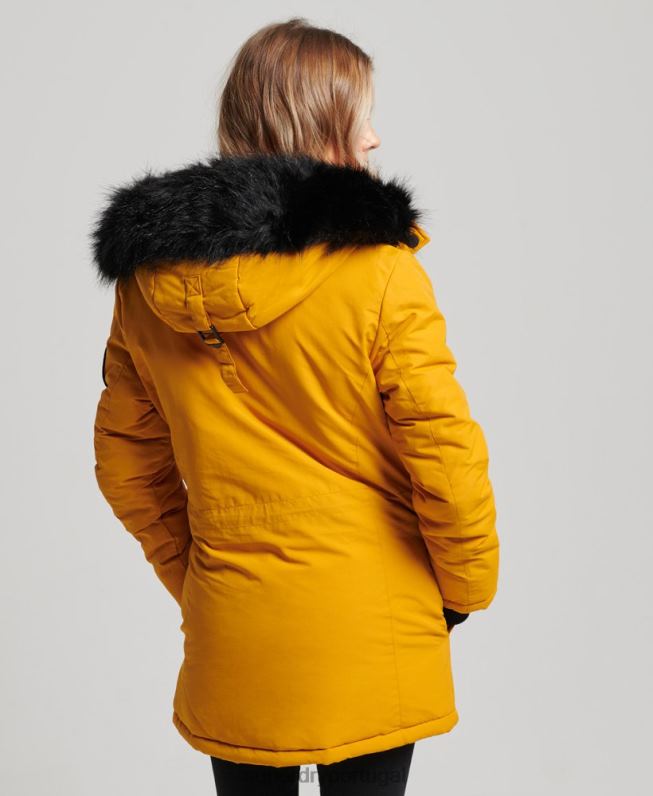jaqueta parka ashley everest mulheres amarelo roupas Superdry 2208H5740