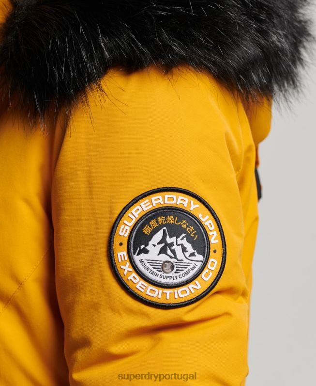 jaqueta parka ashley everest mulheres amarelo roupas Superdry 2208H5740