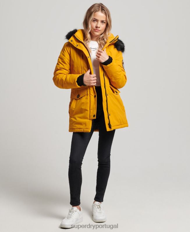 jaqueta parka ashley everest mulheres amarelo roupas Superdry 2208H5740