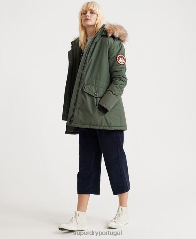 jaqueta parka ashley everest mulheres verde roupas Superdry 2208H5716