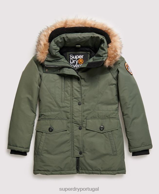 jaqueta parka ashley everest mulheres verde roupas Superdry 2208H5716