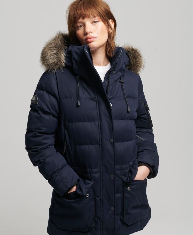 jaqueta parka microfibra expedição mulheres marinha roupas Superdry 2208H3658