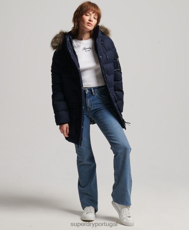 jaqueta parka microfibra expedição mulheres marinha roupas Superdry 2208H3658