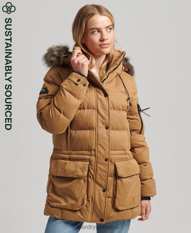 jaqueta parka microfibra expedição mulheres marrom roupas Superdry 2208H3654