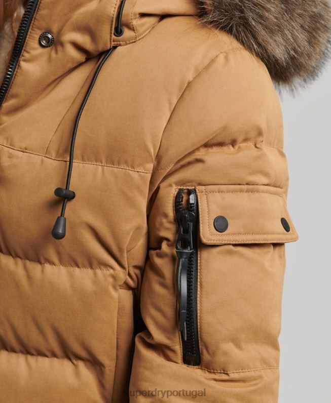 jaqueta parka microfibra expedição mulheres marrom roupas Superdry 2208H3654