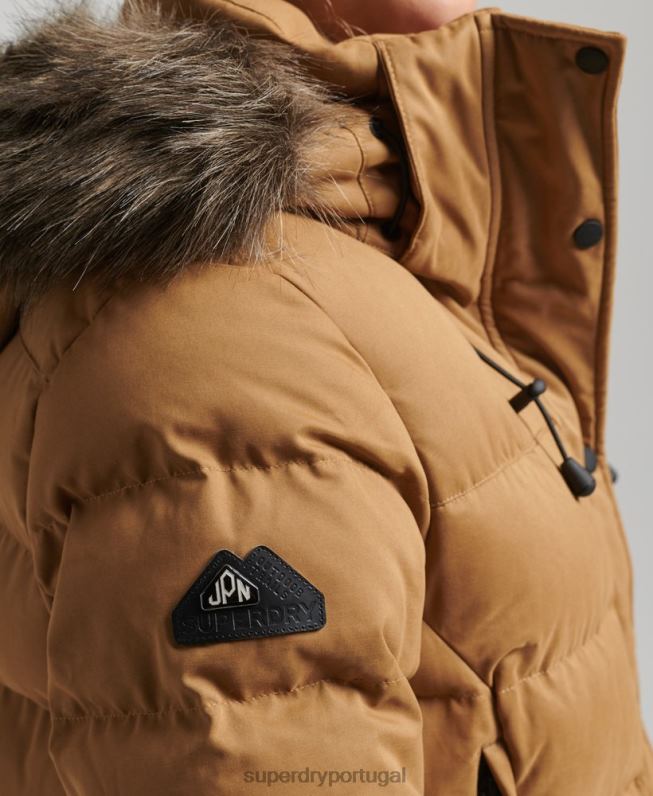 jaqueta parka microfibra expedição mulheres marrom roupas Superdry 2208H3654