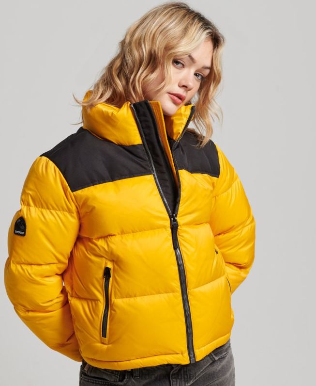 jaqueta puffer código sportstyle mulheres amarelo roupas Superdry 2208H5511