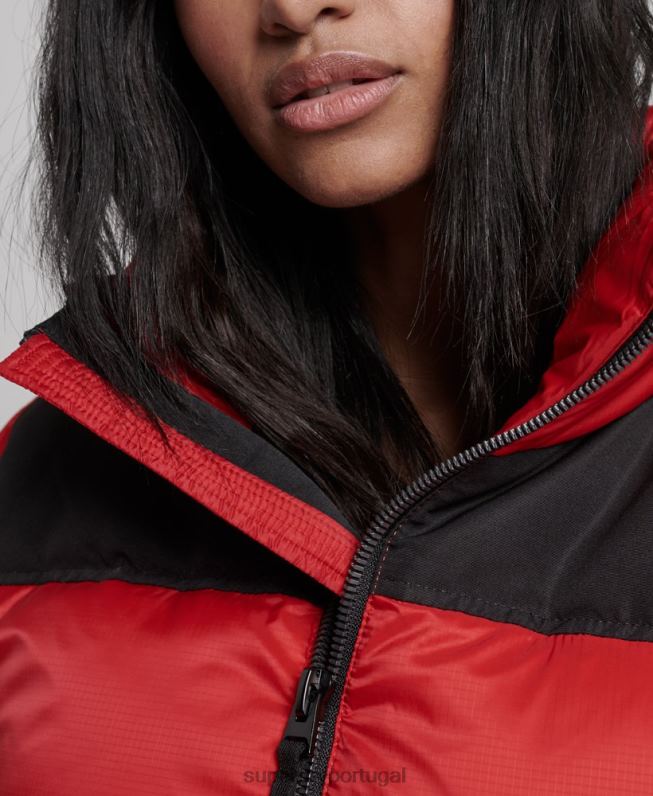 jaqueta puffer código sportstyle mulheres vermelho roupas Superdry 2208H5524