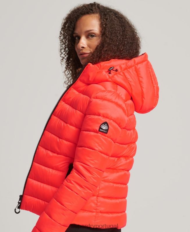 jaqueta puffer clássico com capuz mulheres coral roupas Superdry 2208H3790