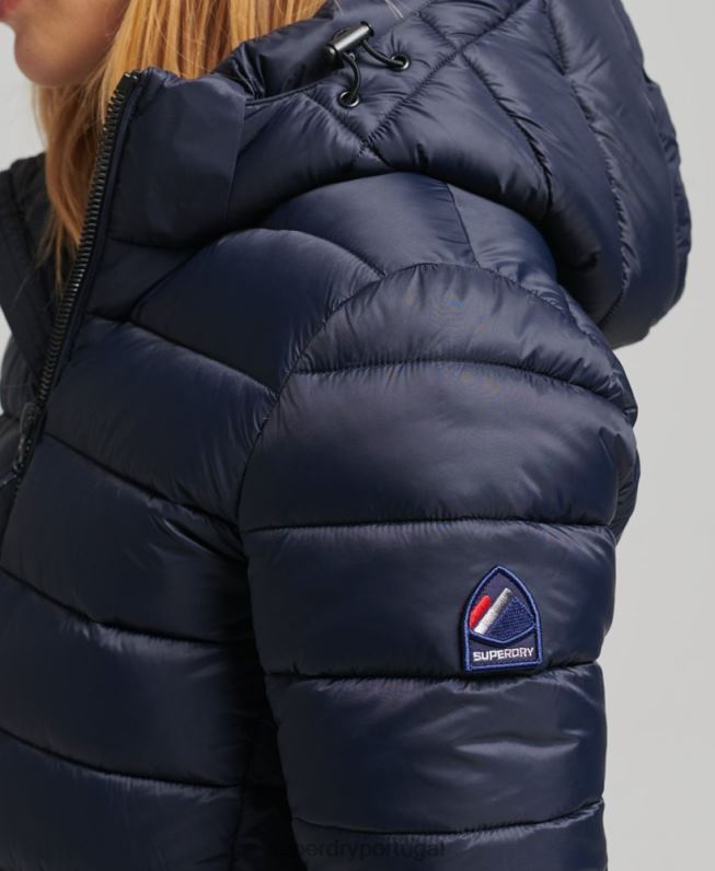 jaqueta puffer clássico com capuz mulheres marinha roupas Superdry 2208H3687