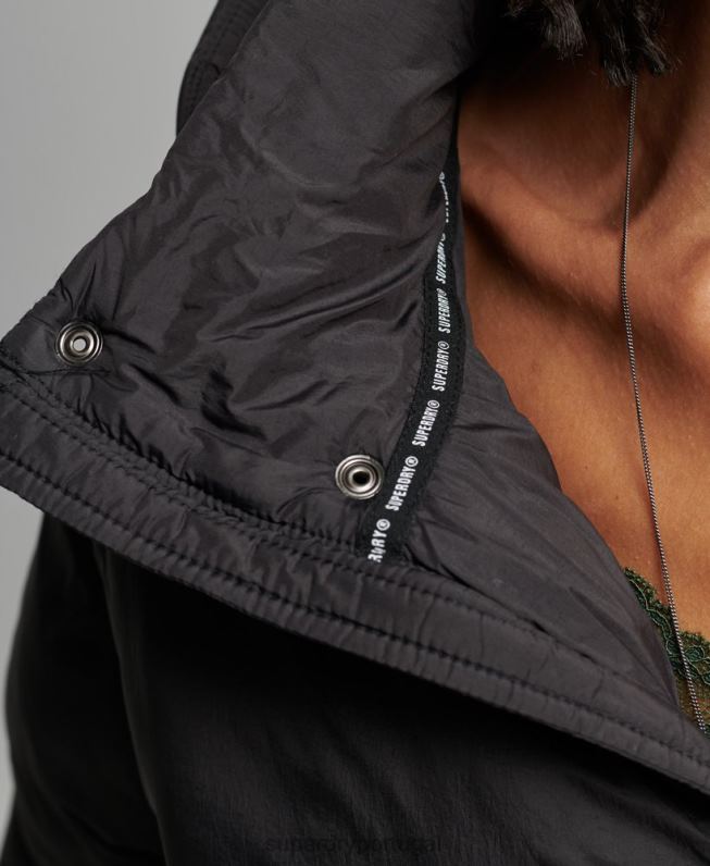 jaqueta puffer cropped mulheres preto roupas Superdry 2208H3564