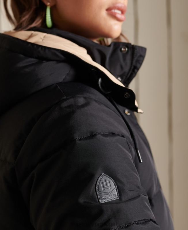 jaqueta puffer montanha grande mulheres azul escuro roupas Superdry 2208H5566
