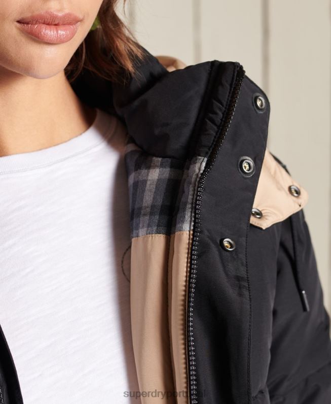 jaqueta puffer montanha grande mulheres azul escuro roupas Superdry 2208H5566