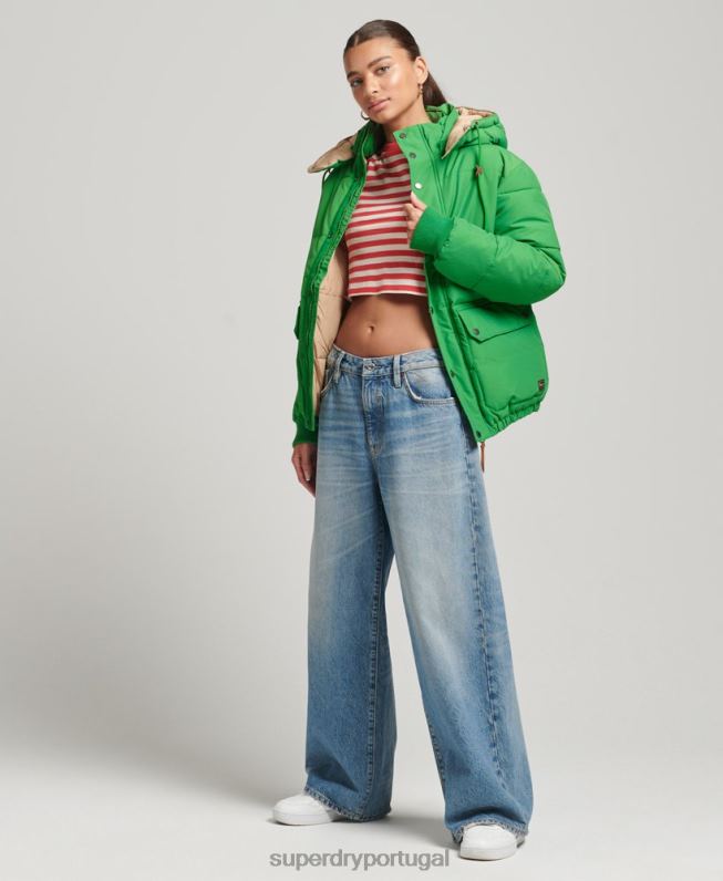 jaqueta puffer montanha grande mulheres verde roupas Superdry 2208H5453