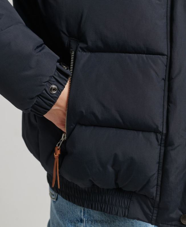 jaqueta puffer montanha vintage mulheres marinha roupas Superdry 2208H5441