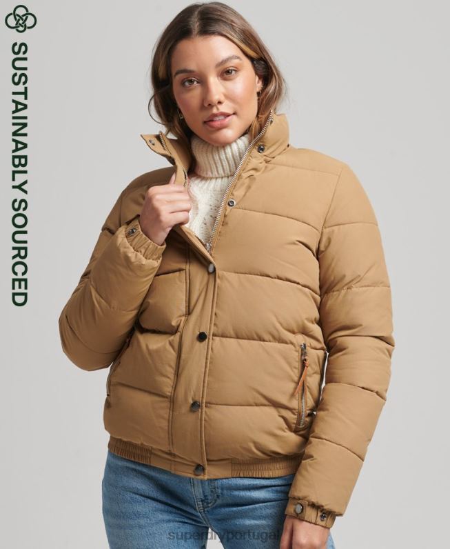 jaqueta puffer montanha vintage mulheres marrom roupas Superdry 2208H5495