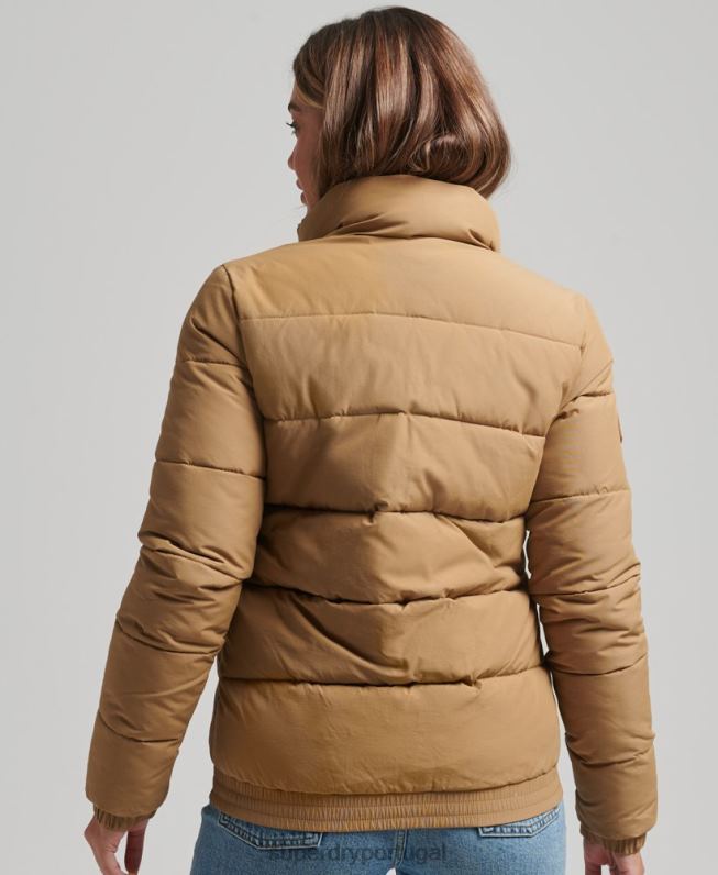 jaqueta puffer montanha vintage mulheres marrom roupas Superdry 2208H5495