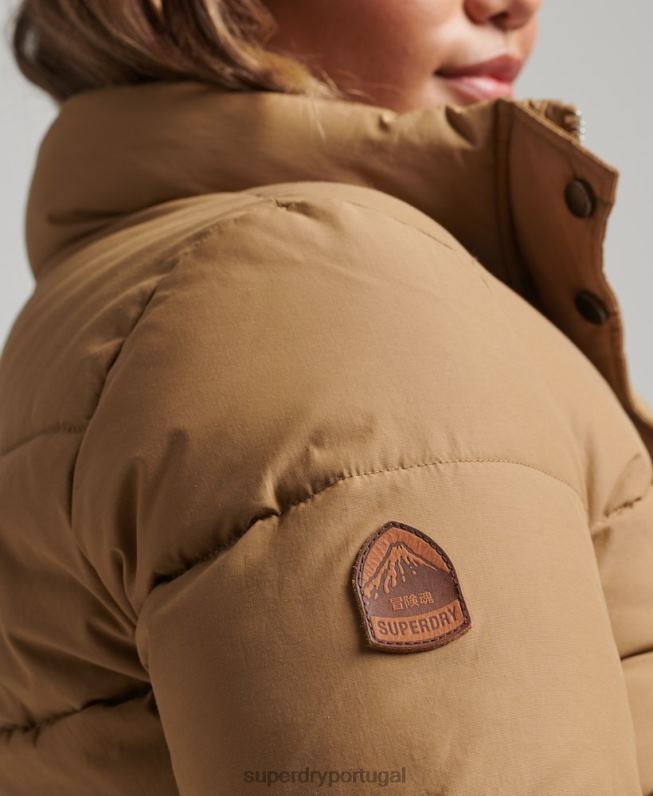 jaqueta puffer montanha vintage mulheres marrom roupas Superdry 2208H5495