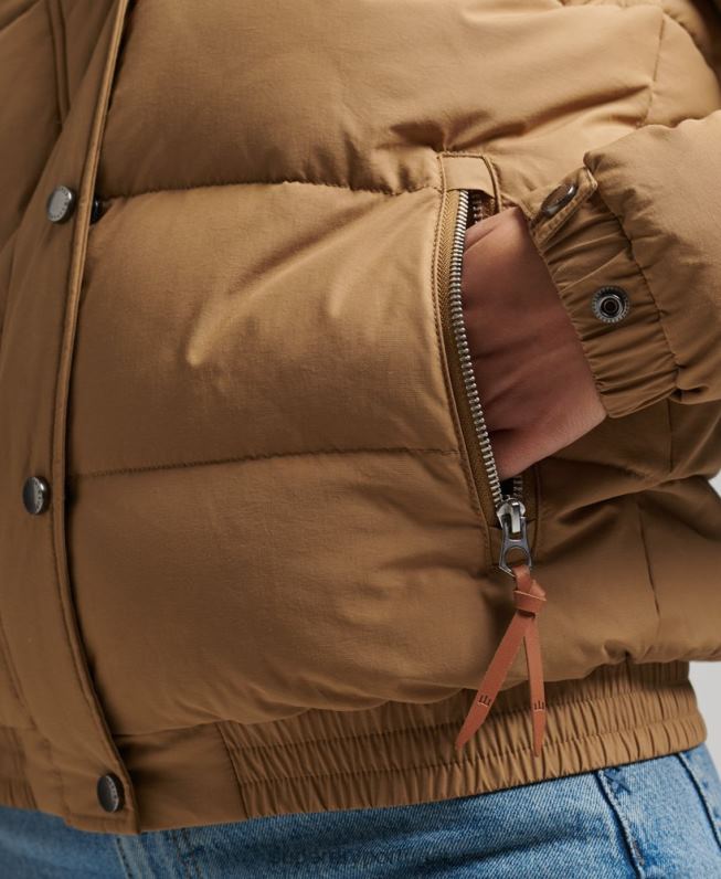 jaqueta puffer montanha vintage mulheres marrom roupas Superdry 2208H5495