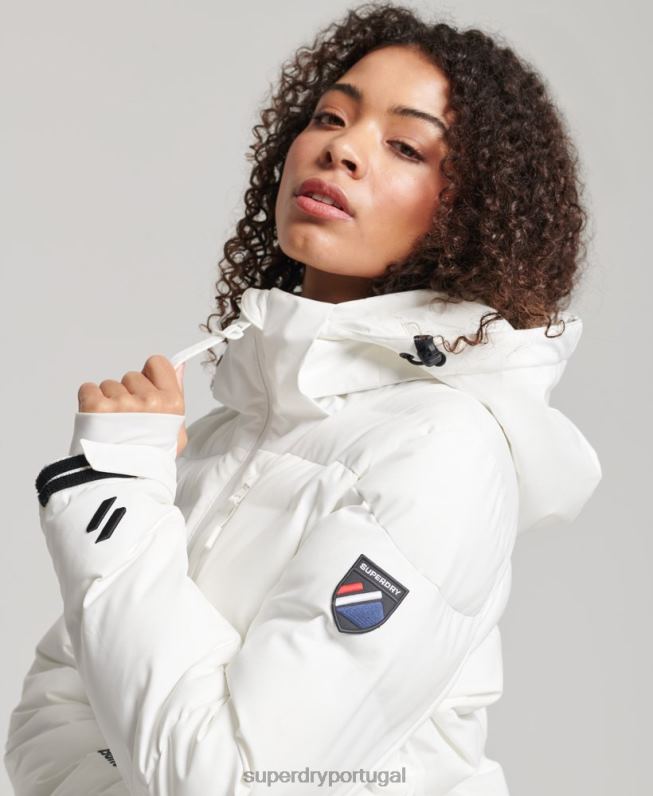 jaqueta puffer motion pro mulheres branco roupas Superdry 2208H3638