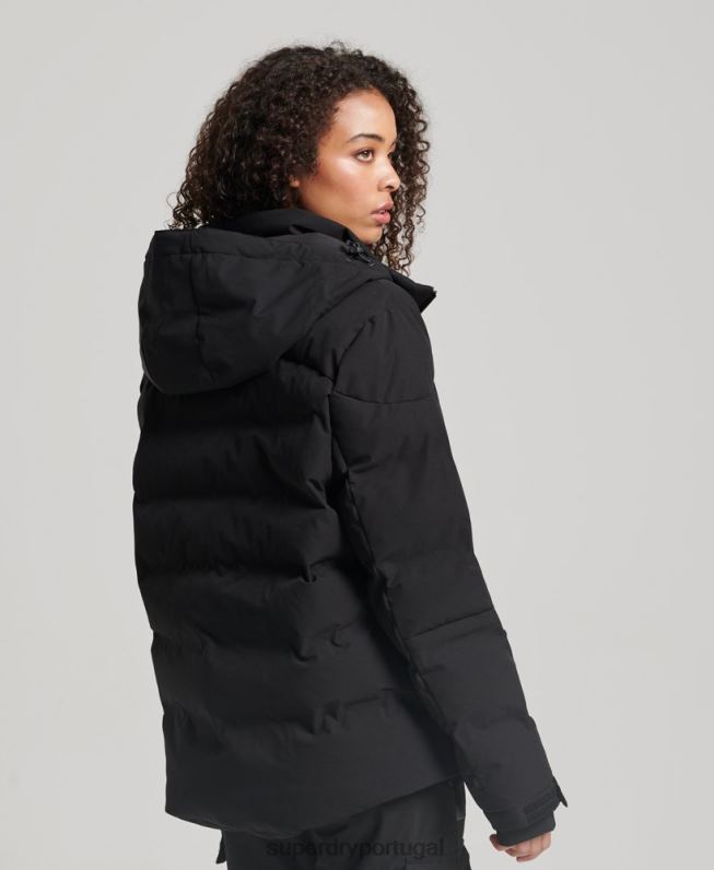 jaqueta puffer motion pro mulheres preto roupas Superdry 2208H3637