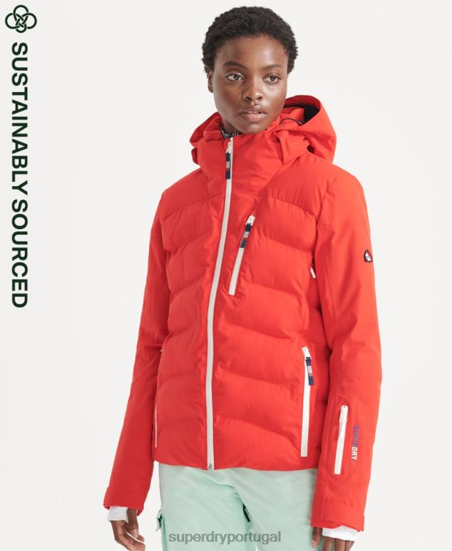 jaqueta puffer motion pro mulheres vermelho roupas Superdry 2208H3832